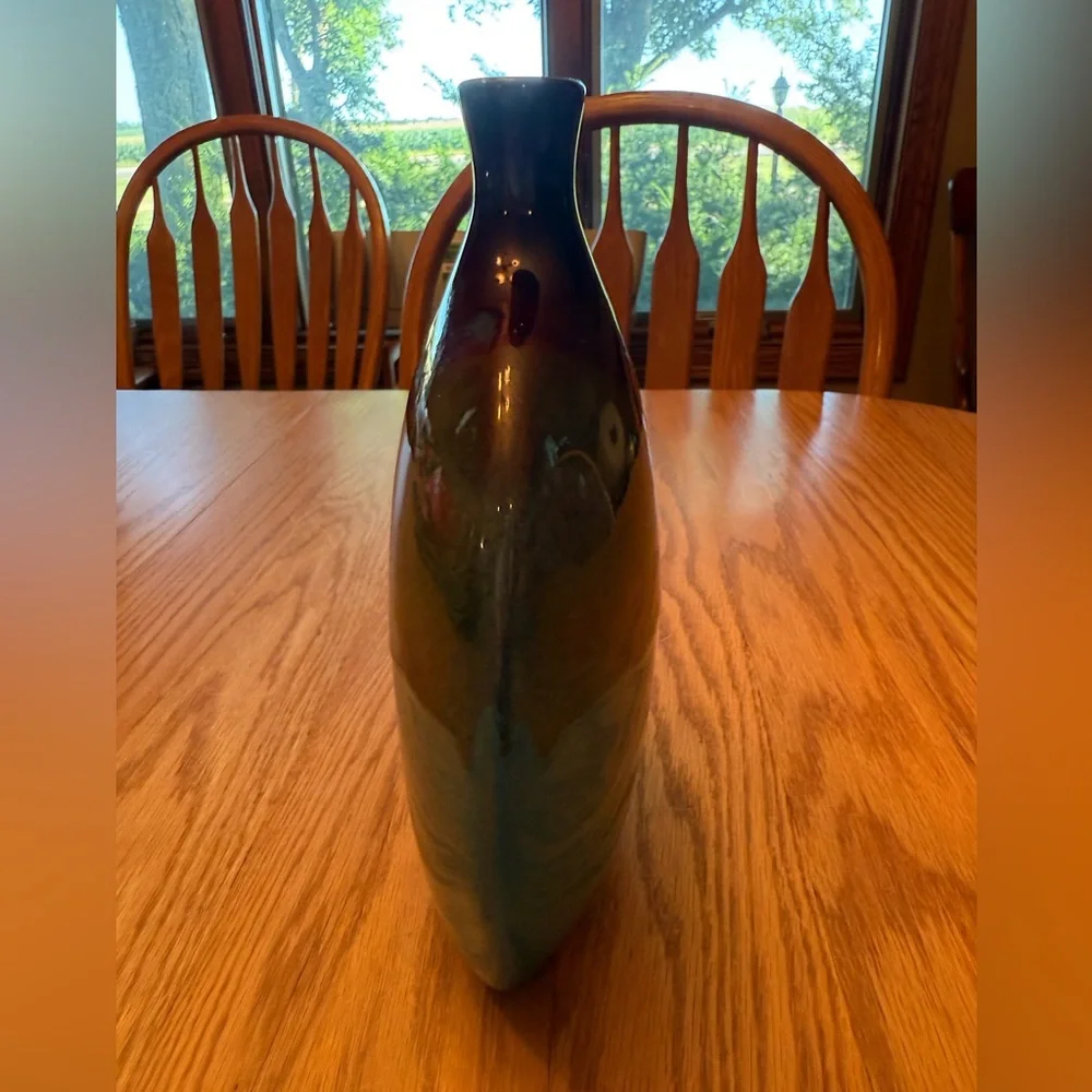 Turquoise and Brown Ceramic Vase